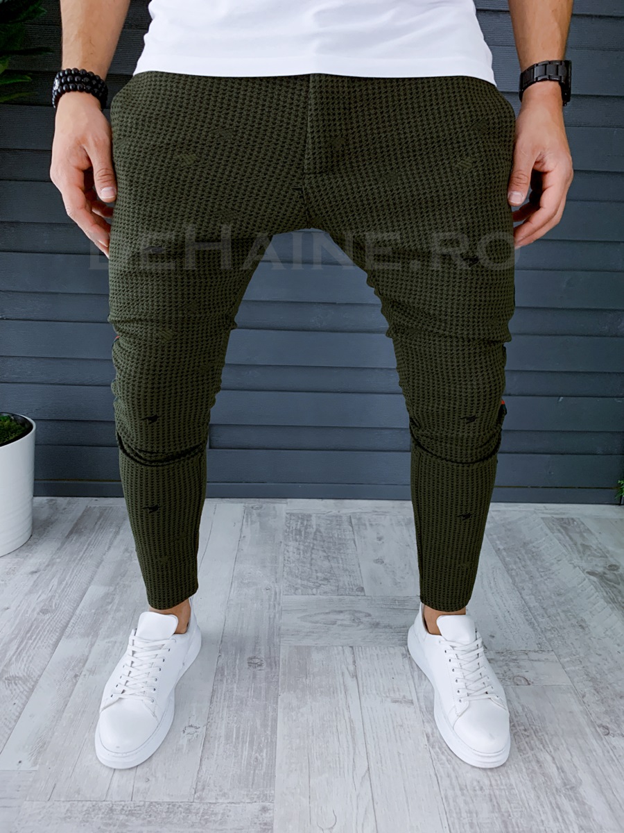 Pantaloni de trening kaki conici 19068 J4-4